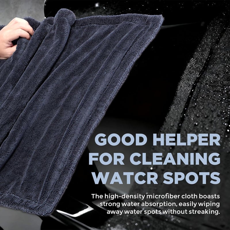 LBLVBNEWD 2-Pack 1200GSM Microfiber Car Drying Towels, Extra Large Twisted-Loop Absorbent Drying Towel for Cars and Trucks, Without Streaks, Scratches, or Water Spots (35"x 24") - Image 3